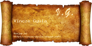 Vincze Gyula névjegykártya